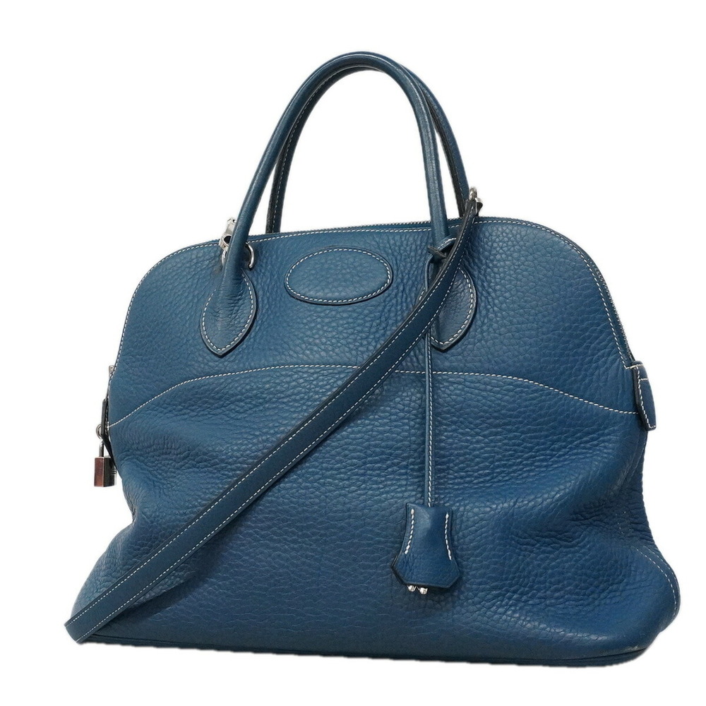 Hermes Bolide 35 handbag, Taurillon Clemence leather, Blue Thalassa, □G stamp...
